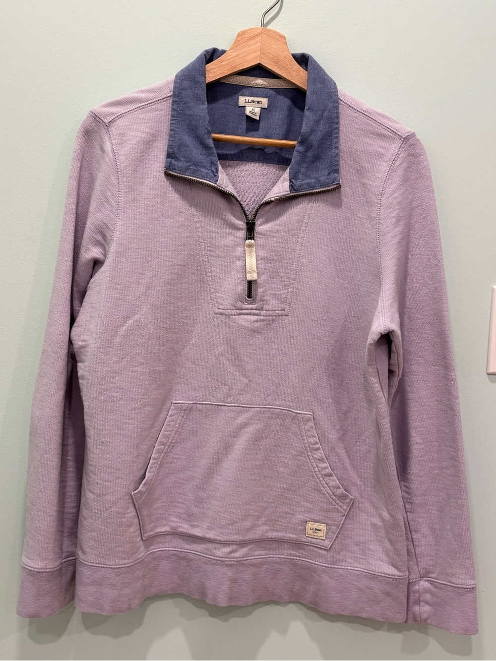 L.L. Bean Soft Lavender Quarter Zip Pullover Sweatshirt M Petite